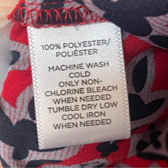 Ann Taylor Loft Button Up Red/Blue Silky Plant Print Shirt Size XS - Picture 5 of 8